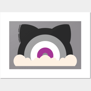 Ace Pride Cat Ear Rainbow Posters and Art